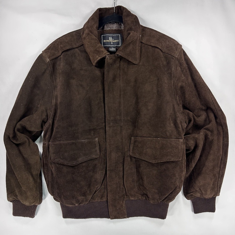 Brandon Thomas Vintage 90S Woman's Leather Suede Bomber Jacket Extra Small Brown
